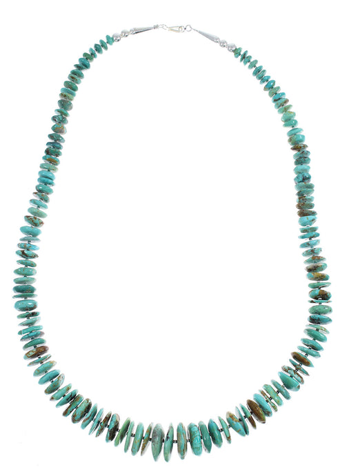 Native American Silver Turquoise Bead Necklace AX89411